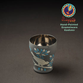  Grey Floral Handpainted Enamelware Stainless Steel Glass 