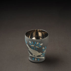  Grey Floral Handpainted Enamelware Stainless Steel Glass 