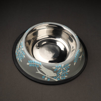  Grey Handpainted Stainless Steel Pet Bowl