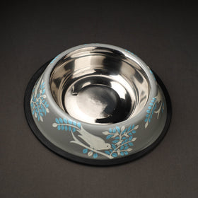  Grey Handpainted Stainless Steel Pet Bowl