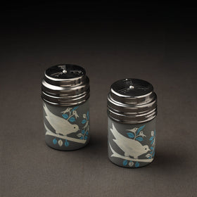Floral Handpainted Stainless Steel Salt and Pepper Shaker Set 
