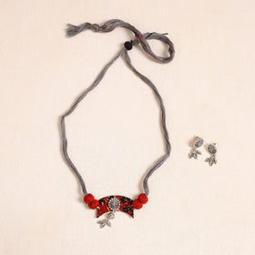 Grey - german silver fabart necklace set 16 - handcrafted