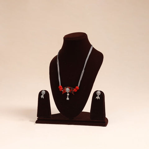 Grey - german silver fabart necklace set 16 - handcrafted