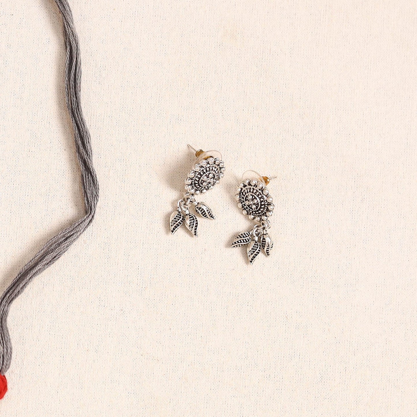 Grey - german silver fabart necklace set 16 - handcrafted