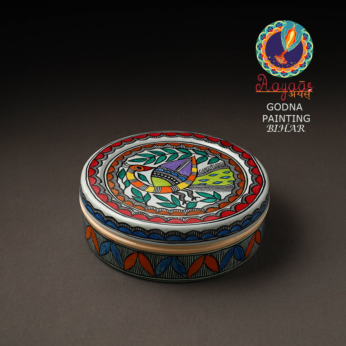  Godna Madhubani Handpainted Stainless Steel Casserole
