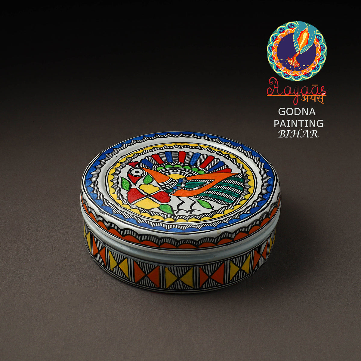  Godna Madhubani Handpainted Stainless Steel Casserole