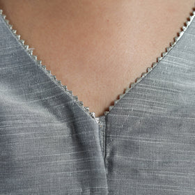 Grey Gota Patti Slub Silk Plain Blouse Online