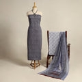 Gray 3pc Cotton Bagh Print Dress Material 