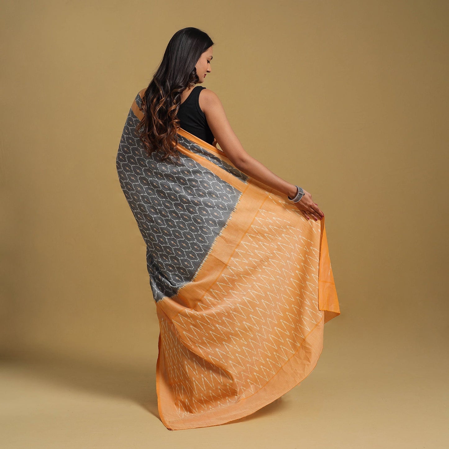 Mercerised Cotton Handloom Pochampally Ikat Saree