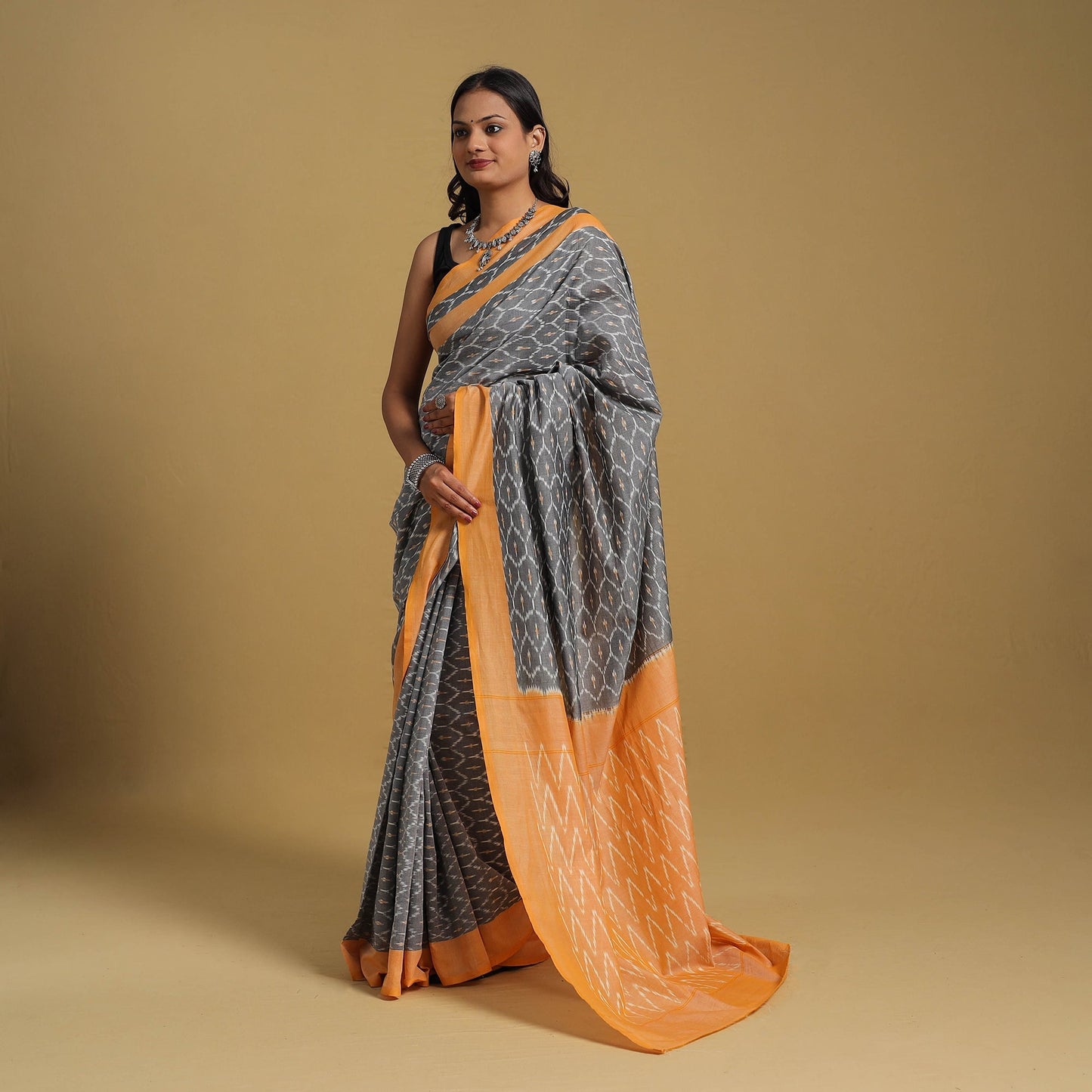 Mercerised Cotton Handloom Pochampally Ikat Saree