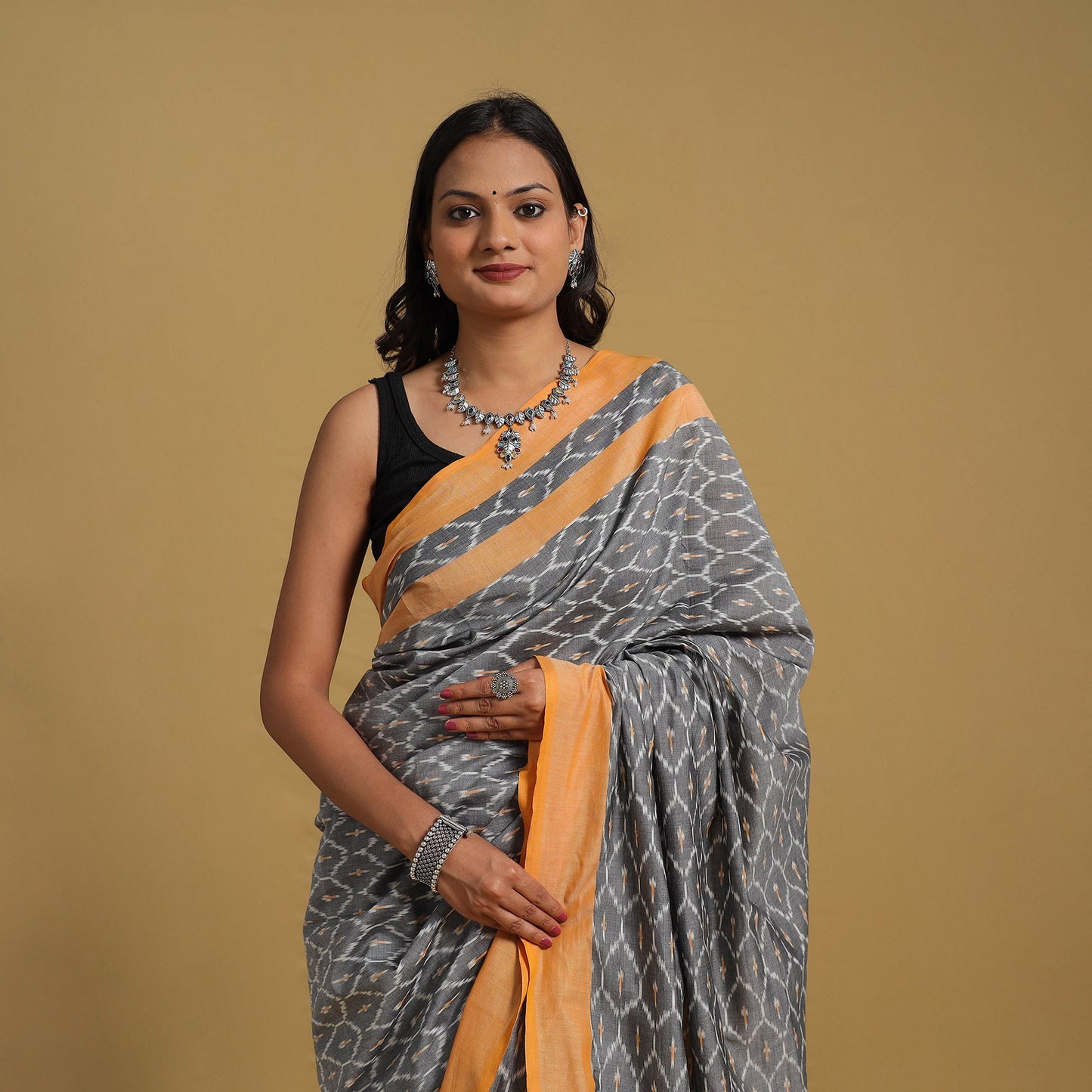 Mercerised Cotton Handloom Pochampally Ikat Saree