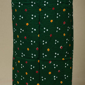 Green 2pc Unstitched Bandhani Dress Material with Jewellery Set