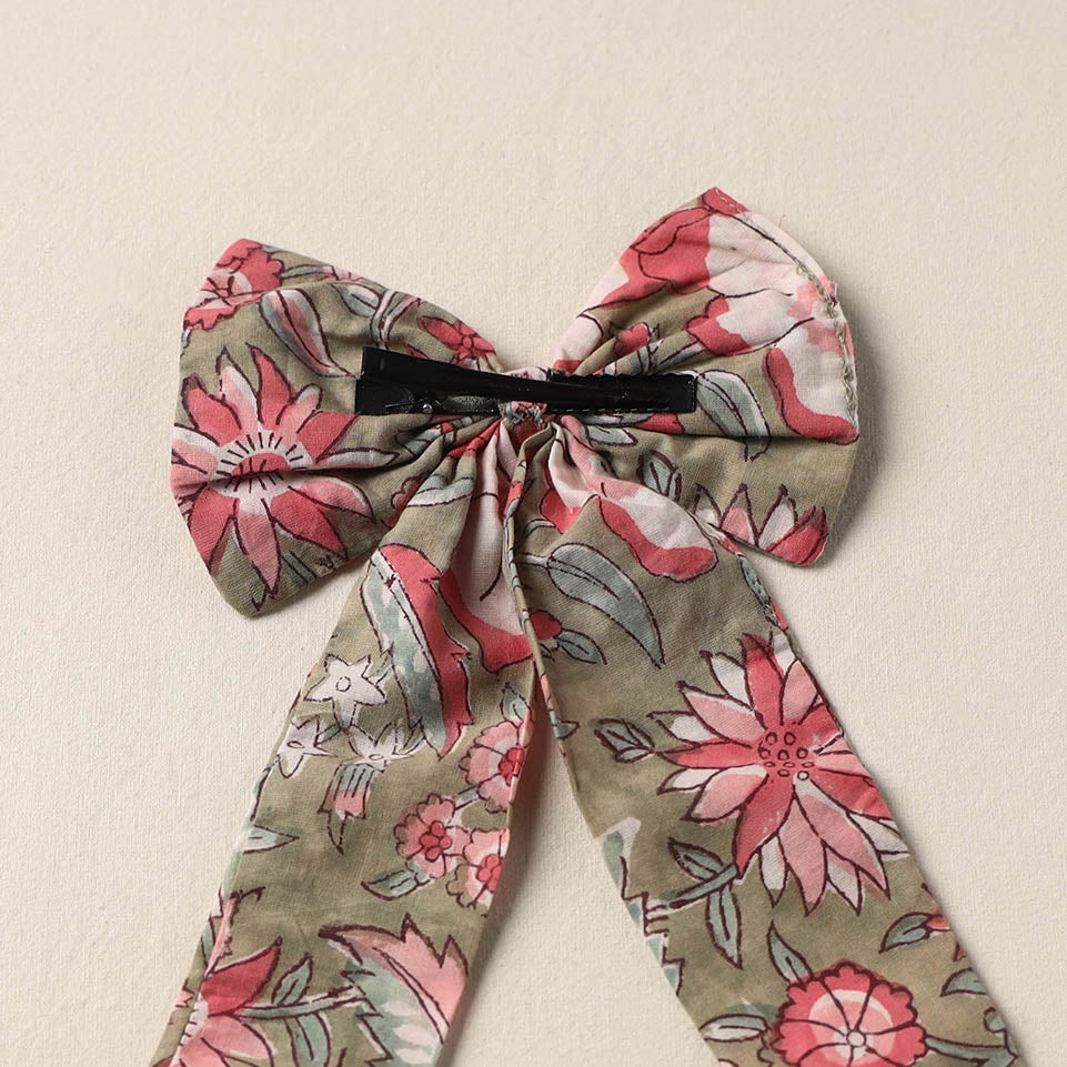 Green Handmade Fabric Bow Hair Clip