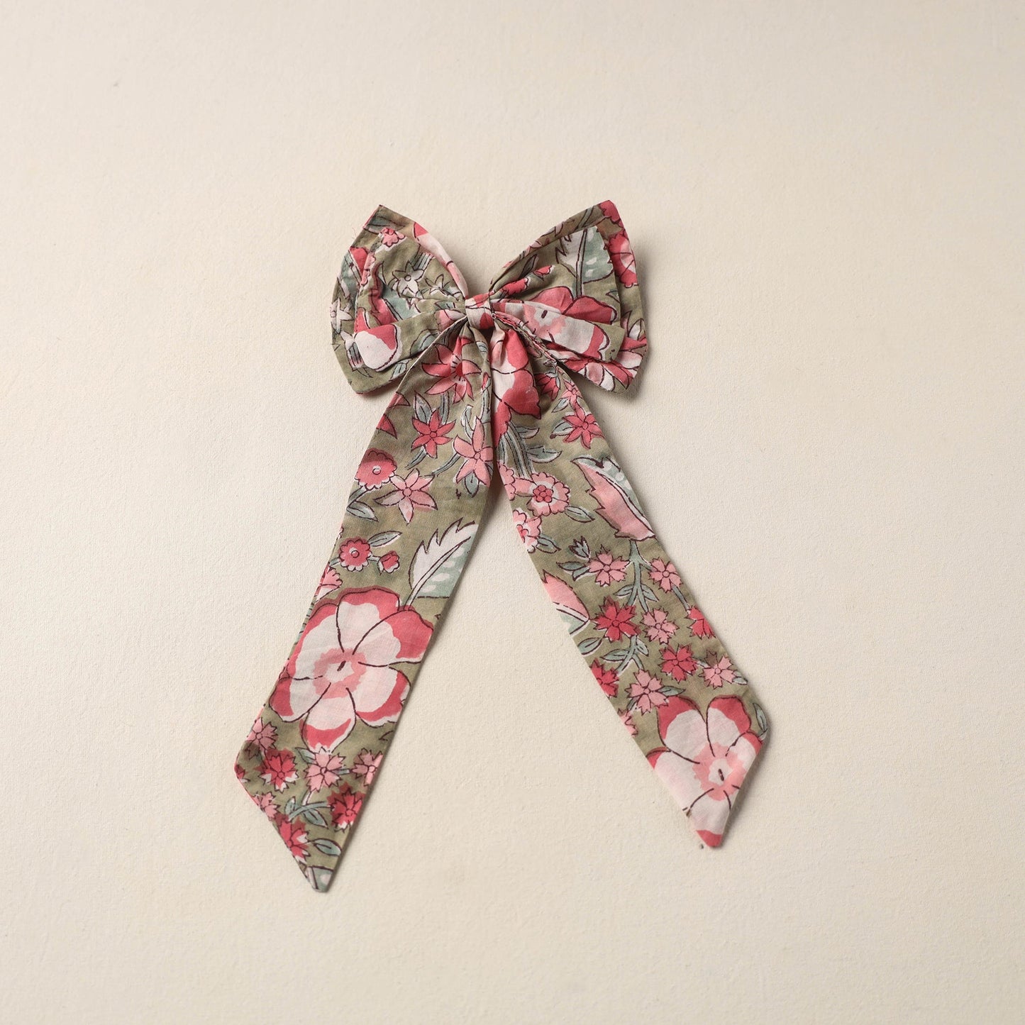 Green Handmade Fabric Bow Hair Clip