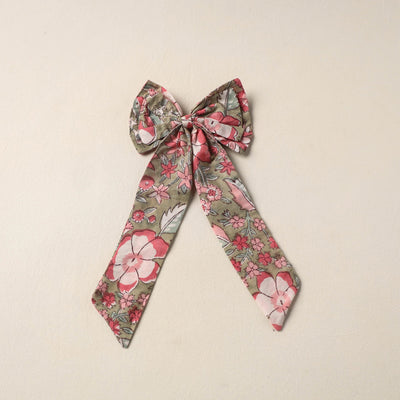 Green Handmade Fabric Bow Hair Clip