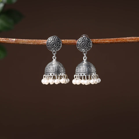 Grey - gulnar handcrafted gs beaded jhumki earrings