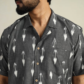  Grey Half Sleeve Men Cotton Pochampally Ikat Shirt