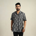  Grey Half Sleeve Men Cotton Pochampally Ikat Shirt