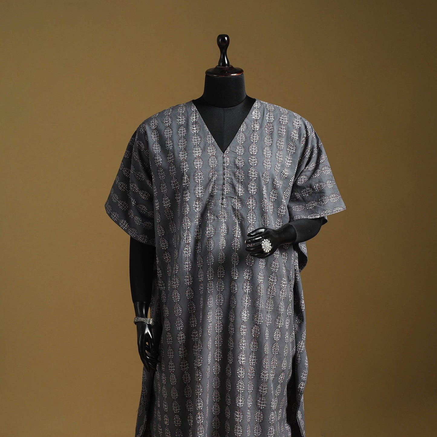 Hand akola long kaftan with tie-up waist 06 - handcrafted