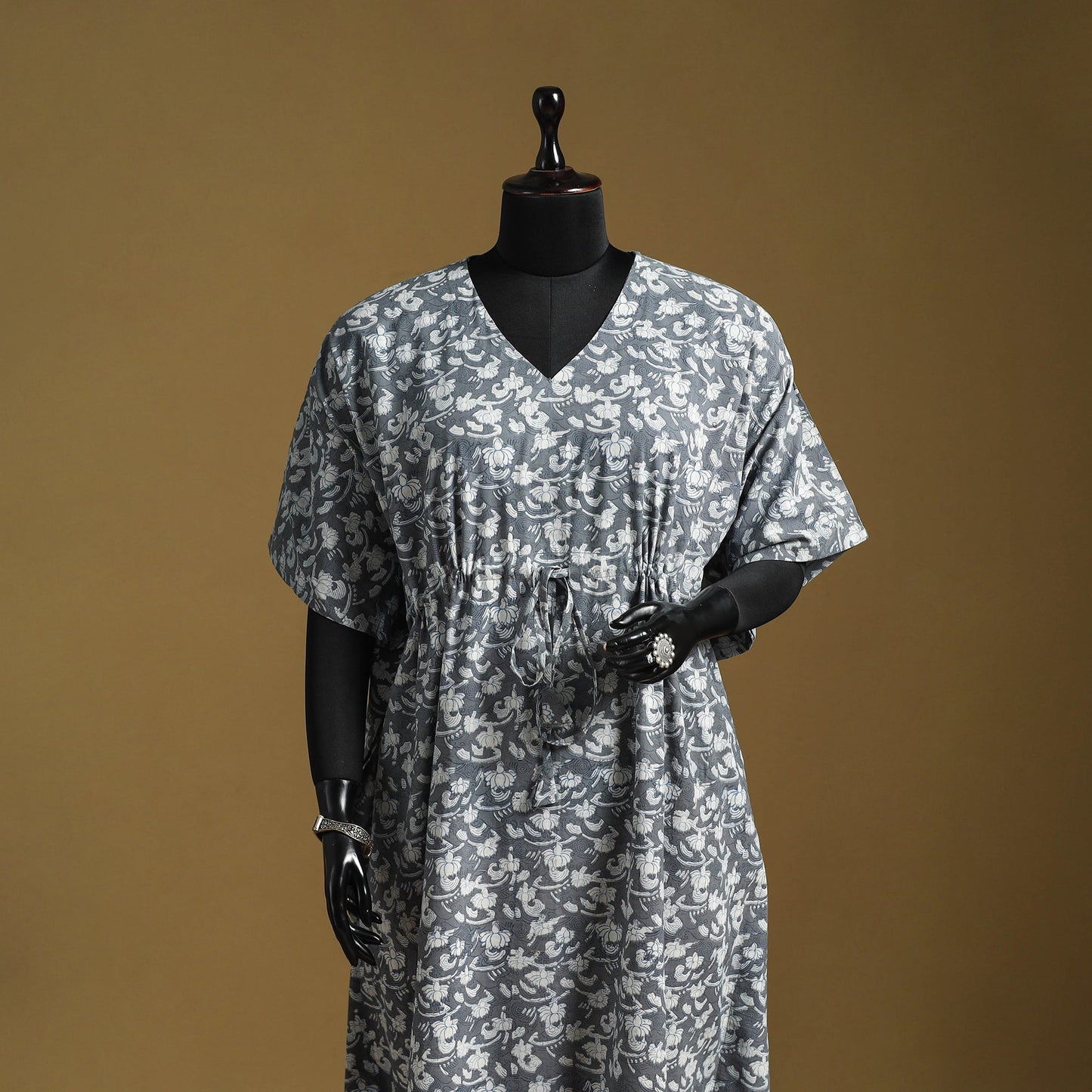 Hand akola long kaftan with tie-up waist 18 - handcrafted