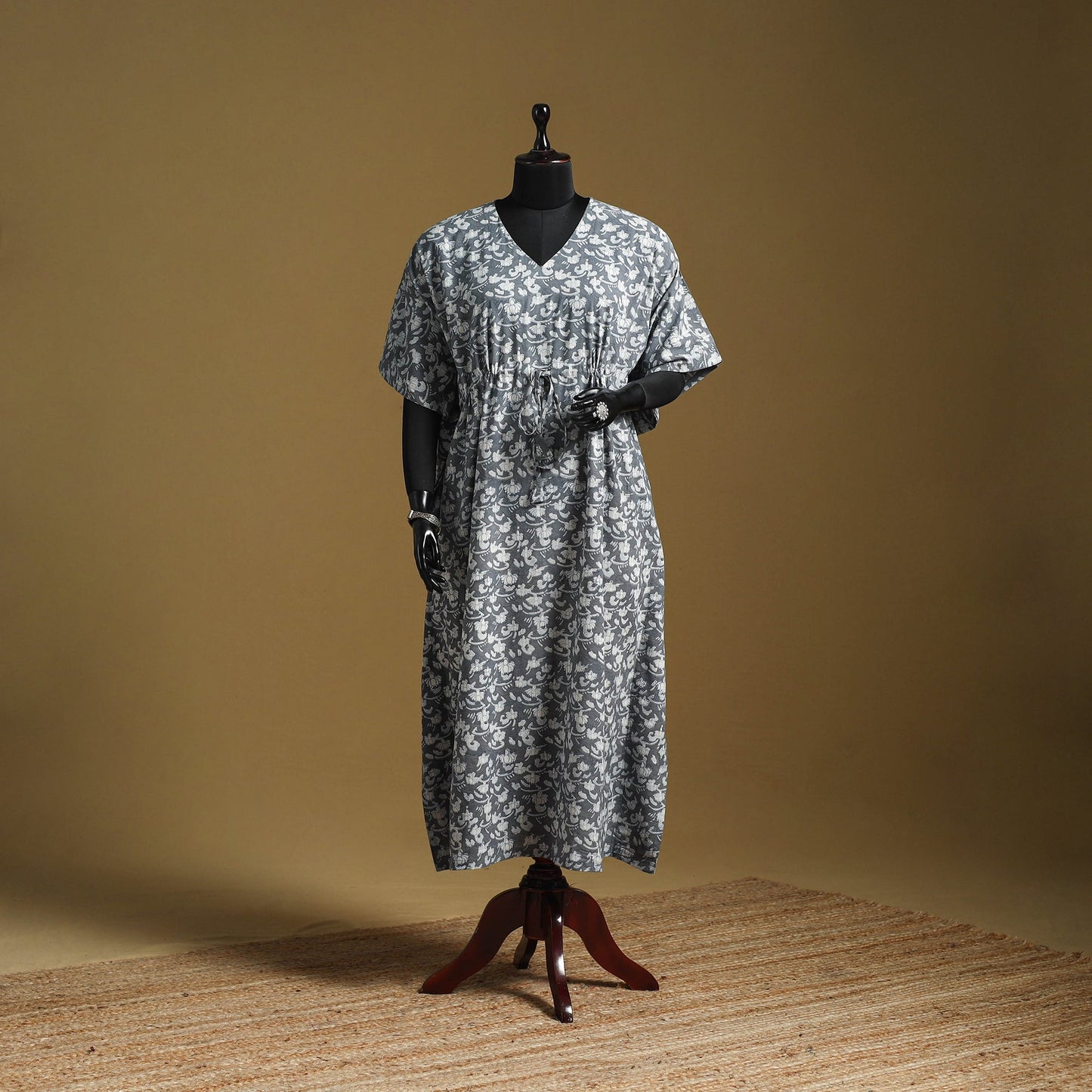 Hand akola long kaftan with tie-up waist 18 - handcrafted