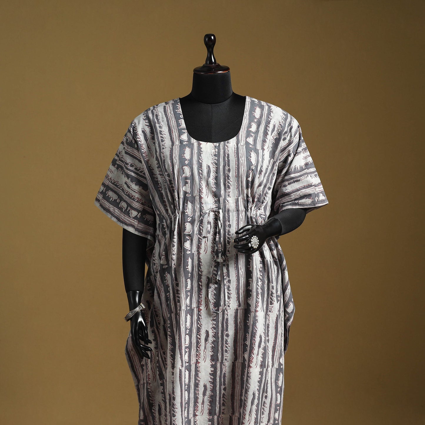 Hand akola long kaftan with tie-up waist 22 - handcrafted