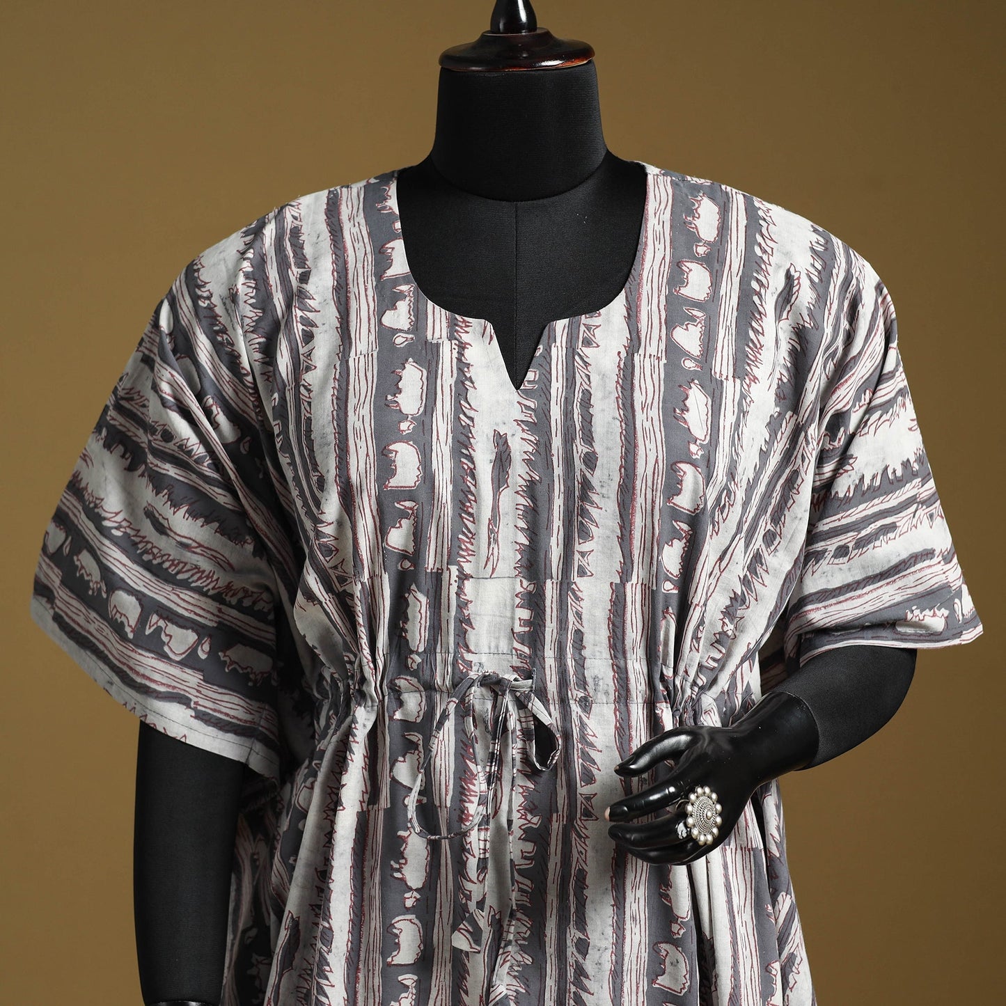 Hand akola short kaftan with tie-up waist 29 - handcrafted