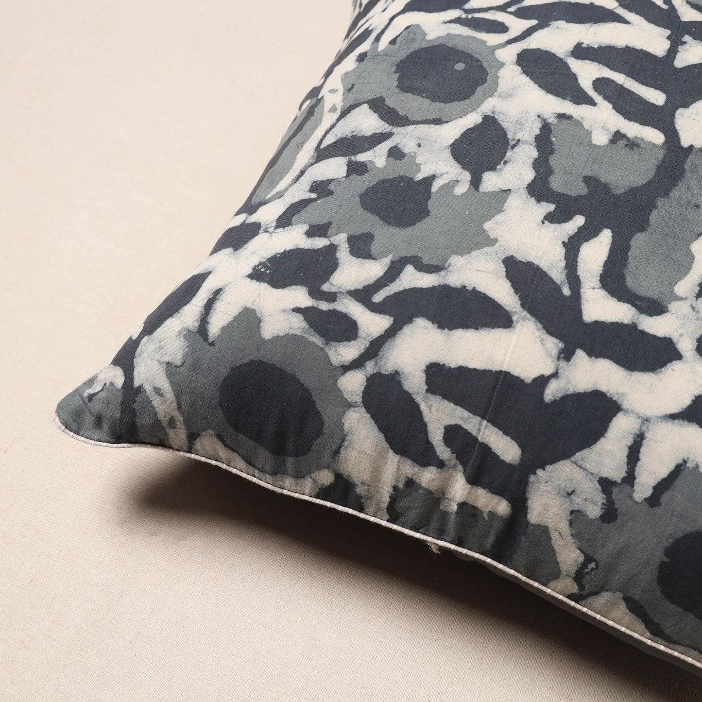 Grey - hand batik cotton cushion cover 26 - handcrafted