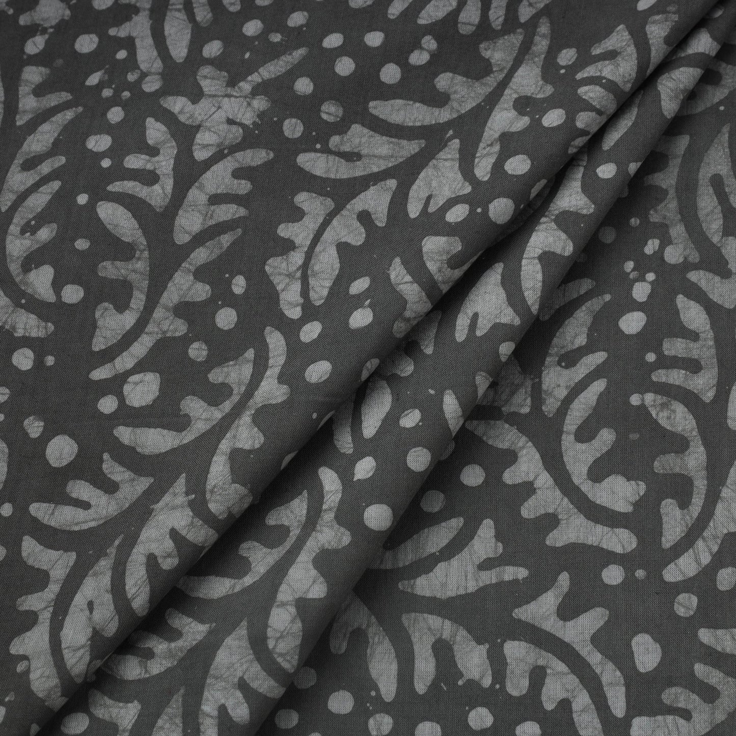 Grey Hand Batik Print Cotton Fabric