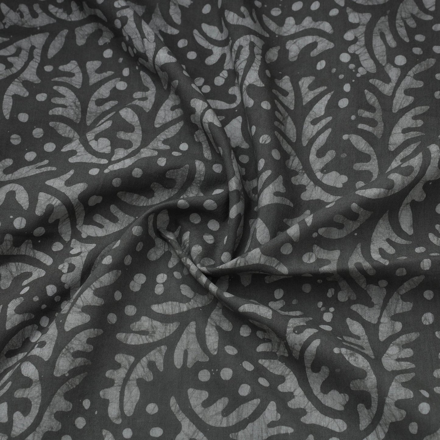 Grey Hand Batik Print Cotton Fabric