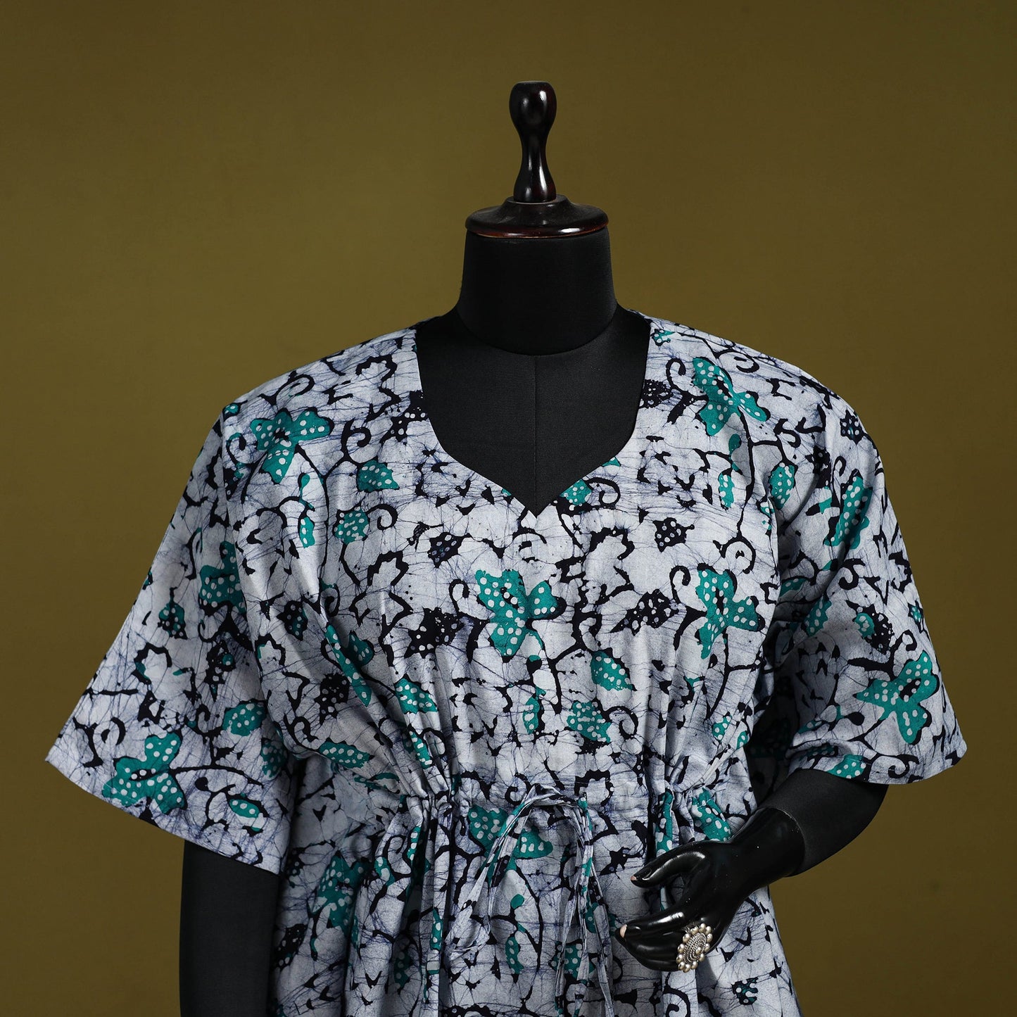 Hand batik cotton short kaftan 01 - handcrafted