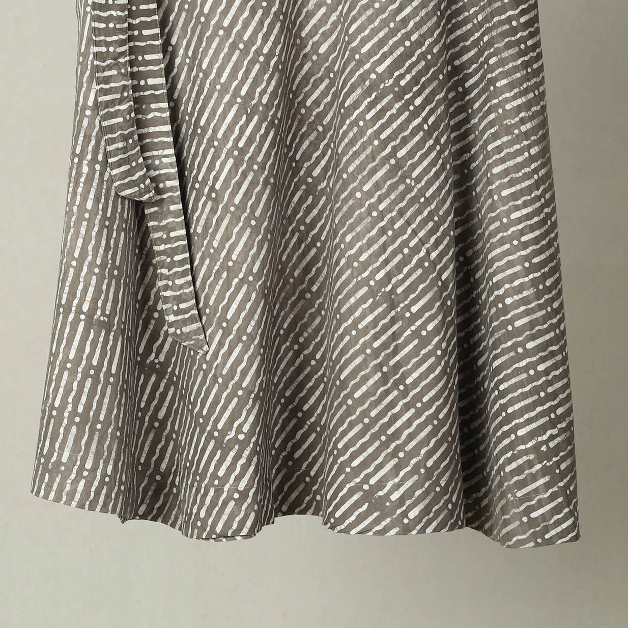 Grey - Hand Batik Print Cotton Wrap Around Skirt 20
