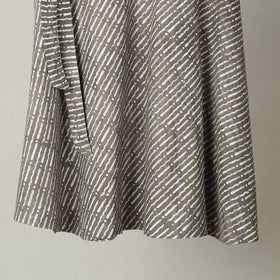 Grey - Hand Batik Print Cotton Wrap Around Skirt 20