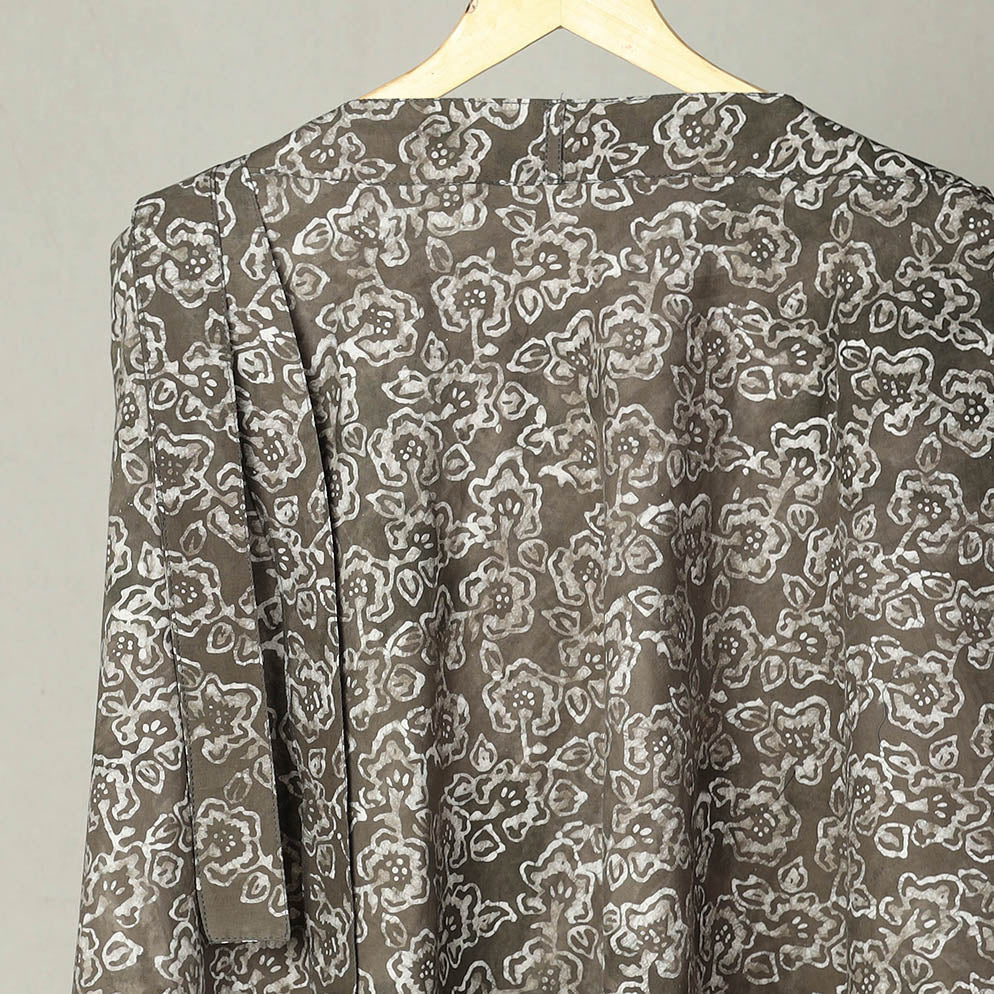Grey - Hand Batik Print Cotton Wrap Around Skirt 23