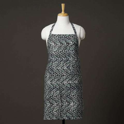 Grey Hand Batik Printed Cotton Apron with Pocket 