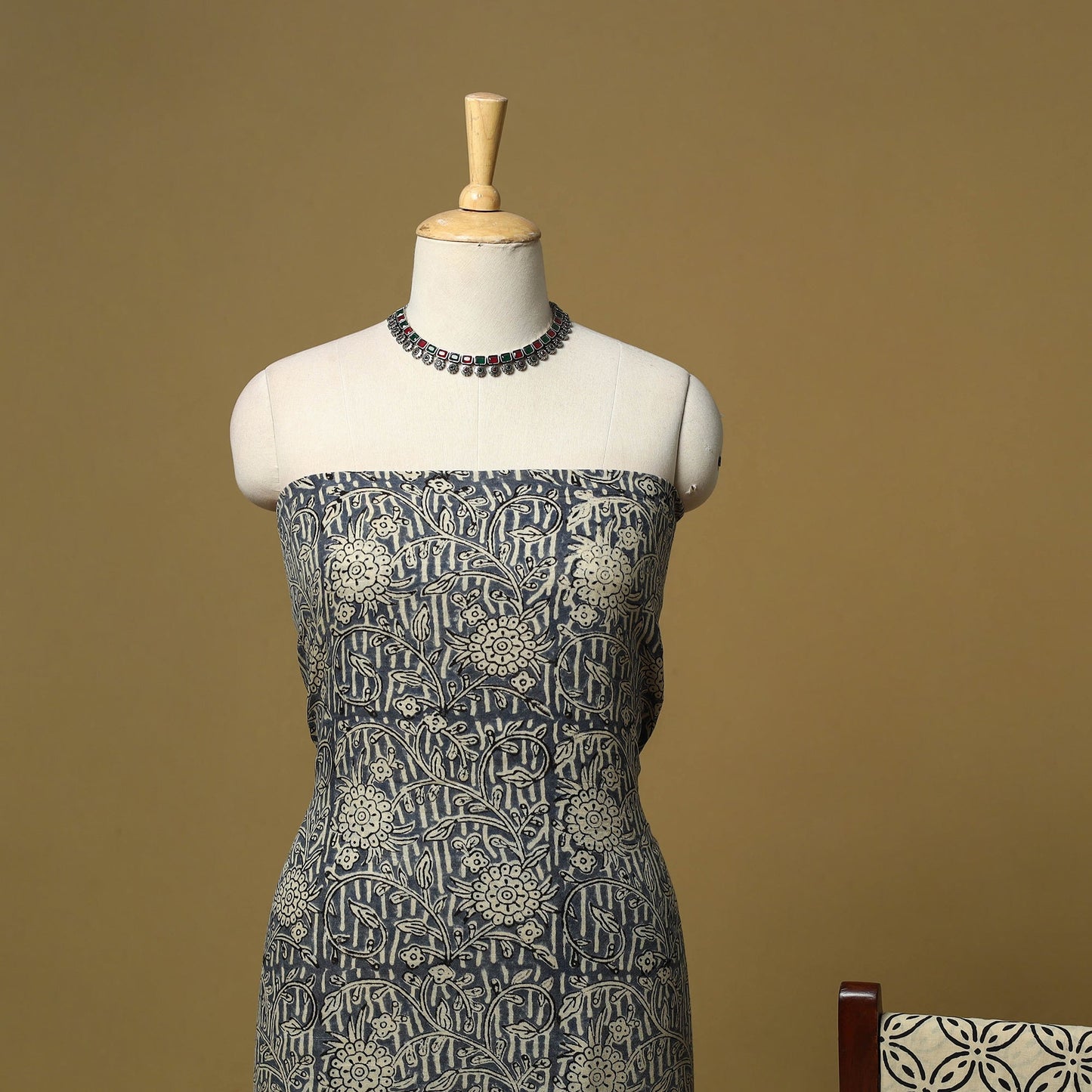 Hand bagru linen 3pc unstitched dress material 18