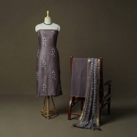 Hand block jaipur print maheshwari silk handloom 3pc