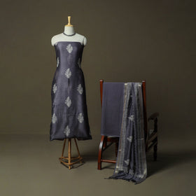 Hand block jaipur print maheshwari silk handloom 3pc