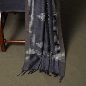 Hand block jaipur print maheshwari silk handloom 3pc
