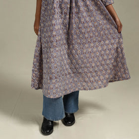 Hand cotton a-line sanganeri kurta for women 03