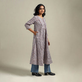 Hand cotton a-line sanganeri kurta for women 03