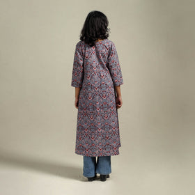 Hand cotton a-line sanganeri kurta for women 05