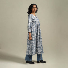 Hand cotton a-line sanganeri kurta for women 06