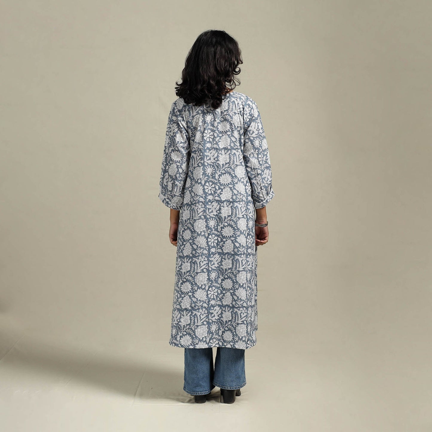 Hand cotton a-line sanganeri kurta for women 06