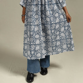 Hand cotton a-line sanganeri kurta for women 06