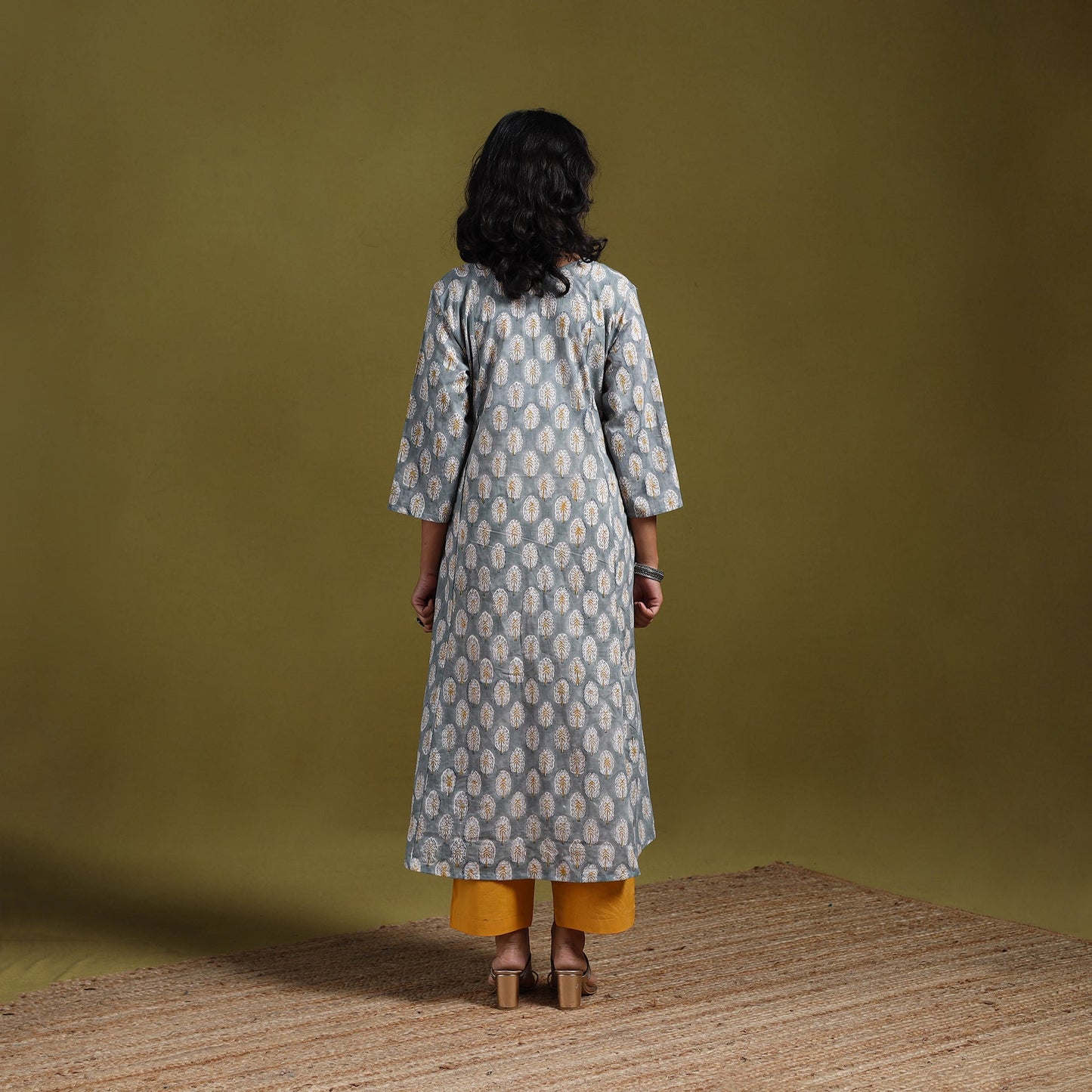 Hand cotton a-line sanganeri kurta for women 10