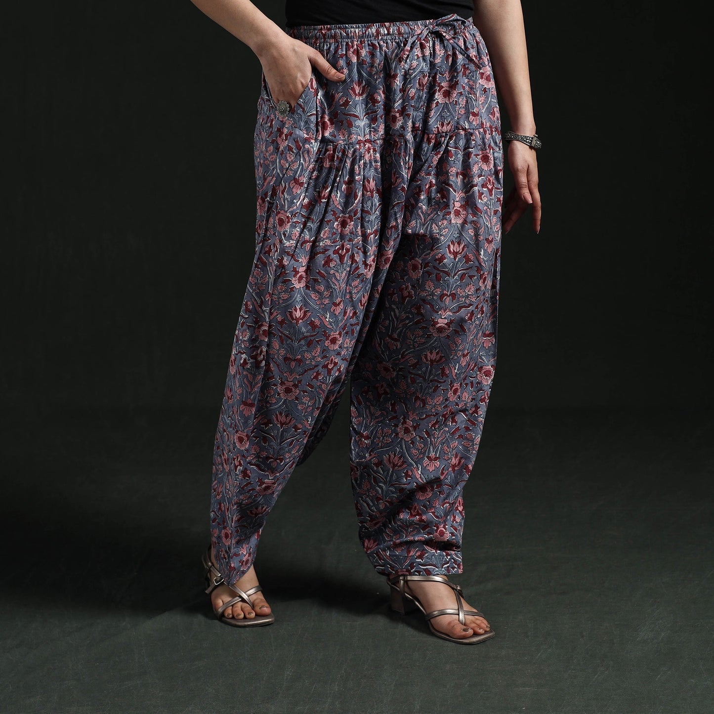 Hand block print cotton sanganeri salwar 01 - handcrafted