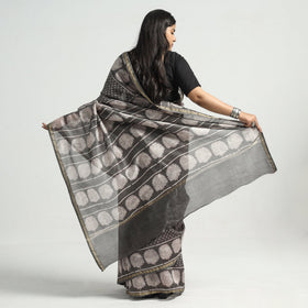 block printed silk saree