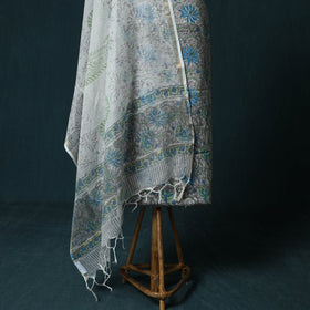 Hand block print sanganeri cotton 3pc unstitched dress