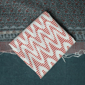 Hand block print sanganeri cotton 3pc unstitched dress